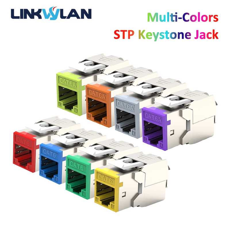 Linkwylan Rj45 Cat6 Cat6A Stp Jack Keystone Colorato Con Identificazione Multicolore Connessione Senza Attrezzi Schermata