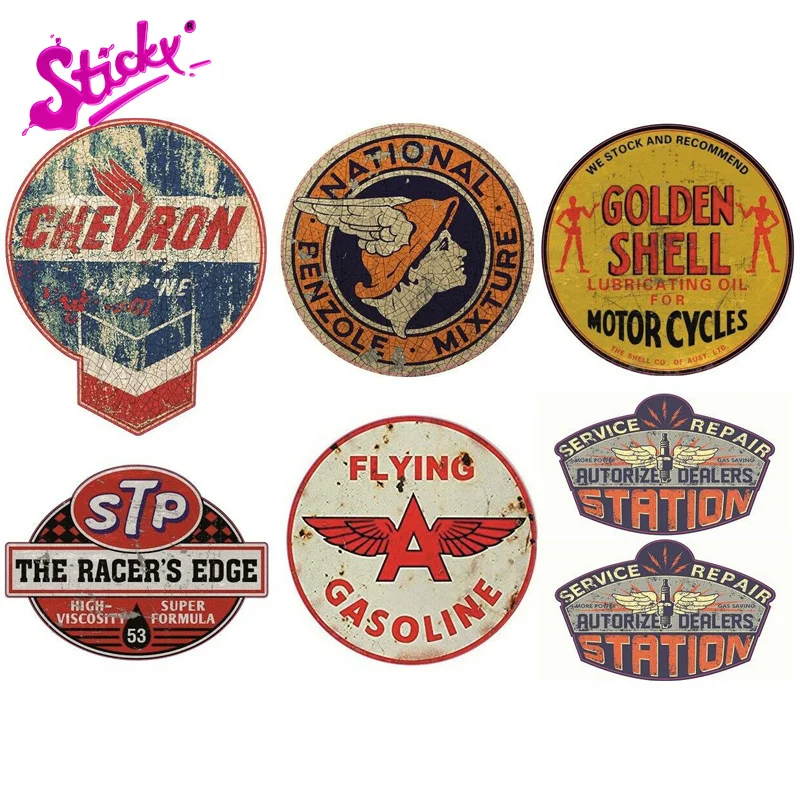 Sticky Benzina Vintage A Stp Usa Hot Rod Oil Retro Badge Brand Car Sticker Decal Per Rv Auto Motocross Racing Laptop Helmet