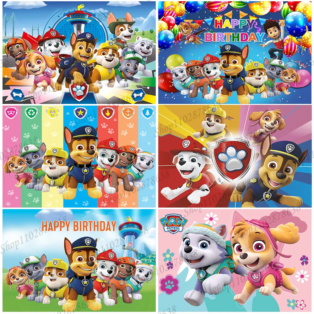 Paw Patrol Compleanno Sfondo Decorazione Bambini Girs Boy Party Photography Background Puppy Event Banner Poster Photo Studio Puntelli