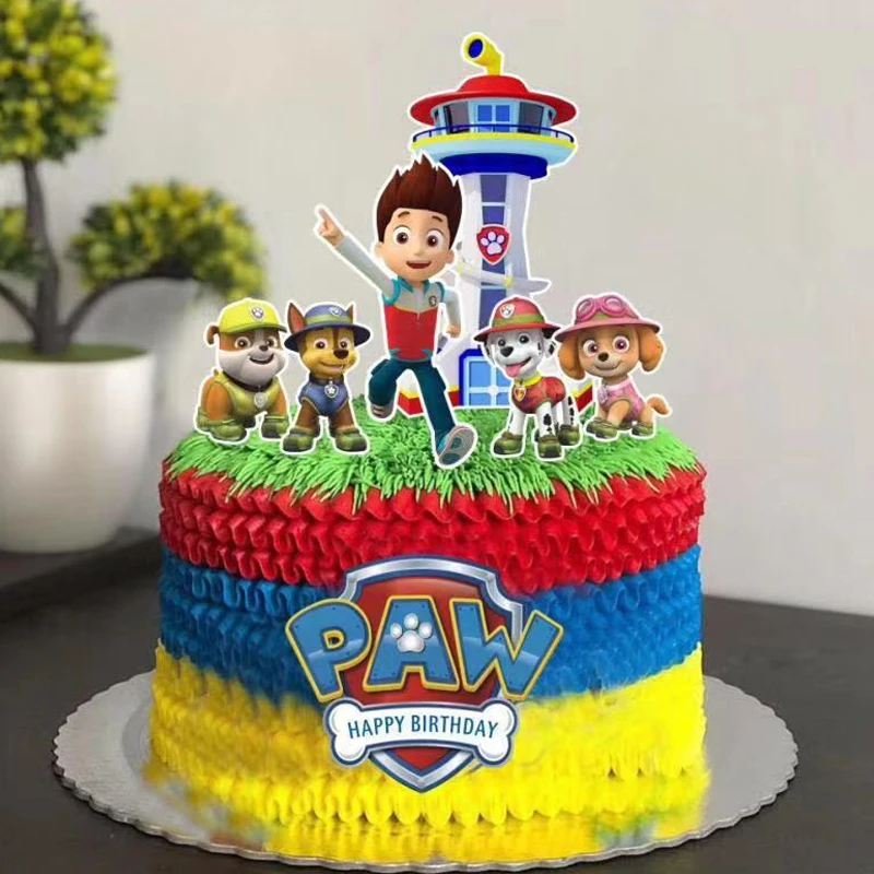Paw Patrol Cartoon Baking Cake Decoration Set Bambini Festa Di Compleanno Plug-In Forniture Bambini Cup Cakes Card Party Inserti Per Torte