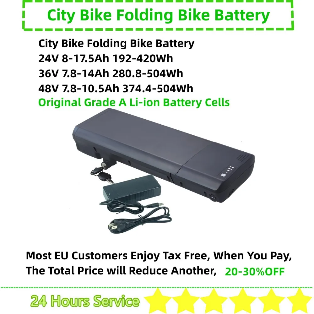 24V 36V 8Ah 8.8Ah 10Ah 14Ah Portapacchi Posteriore City Bike Batteria Pieghevole Ebike Per Vivobike Vf20Gr Vc26G Elife Swifty Liberte Osprey