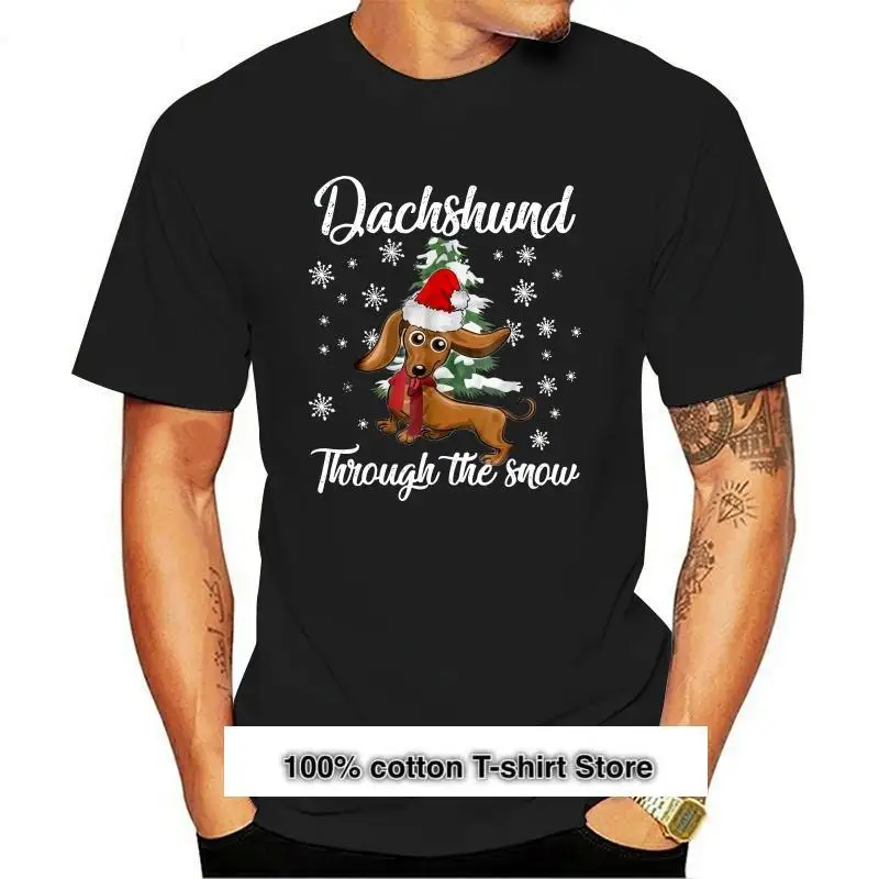 Camiseta De Perro Salchicha A Travys De La Nieve Para Hombre, Suetter De Navidad, Camiseta Para Mujer