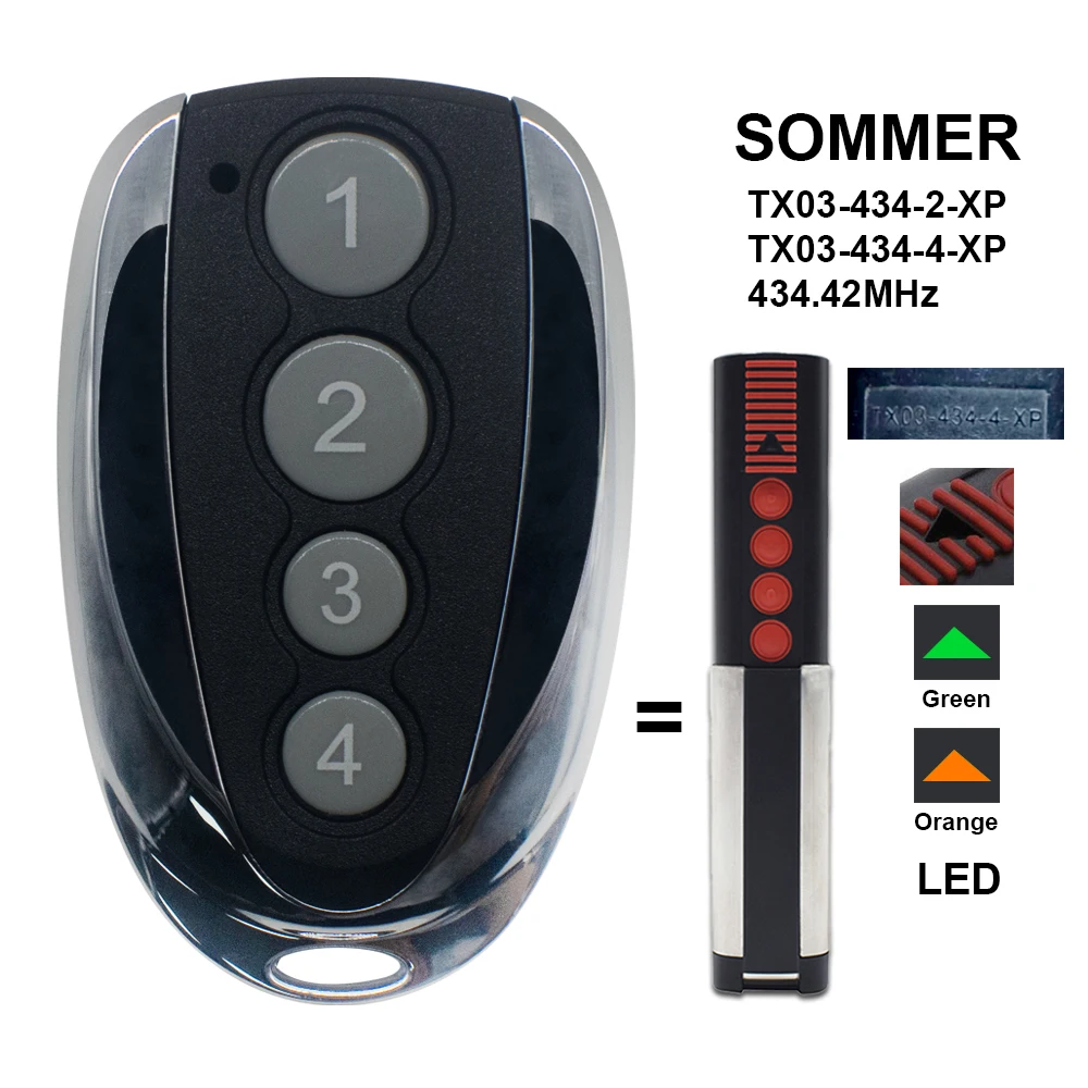 Sommer Tx03-434-4-Xp Tx03-434-2-Xp 434 Mhz Telecomando Per Porta Del Garage 434.42Mhz 10-30M Trasmettitore Portatile Sommer 434 Mhz