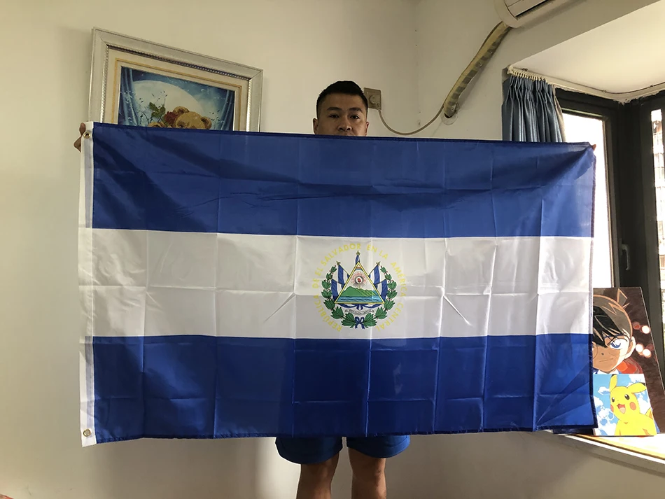 Bandiera Del Cielo Sv Slv El Salvador Flag 90X150Cm Simbolo Patriottico Della Bandiera Di El Salvador Banner Appeso In Poliestere Per La Decorazione