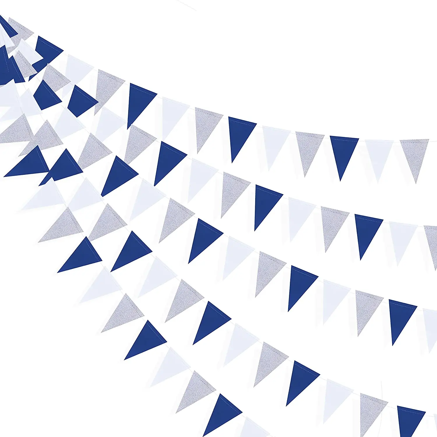 Royal Navy Blue White Silver Party Paper Triangle Flag Pennant Banner Compleanno Nautica Ahoy Anchor Pirate Tema Forniture Per Feste