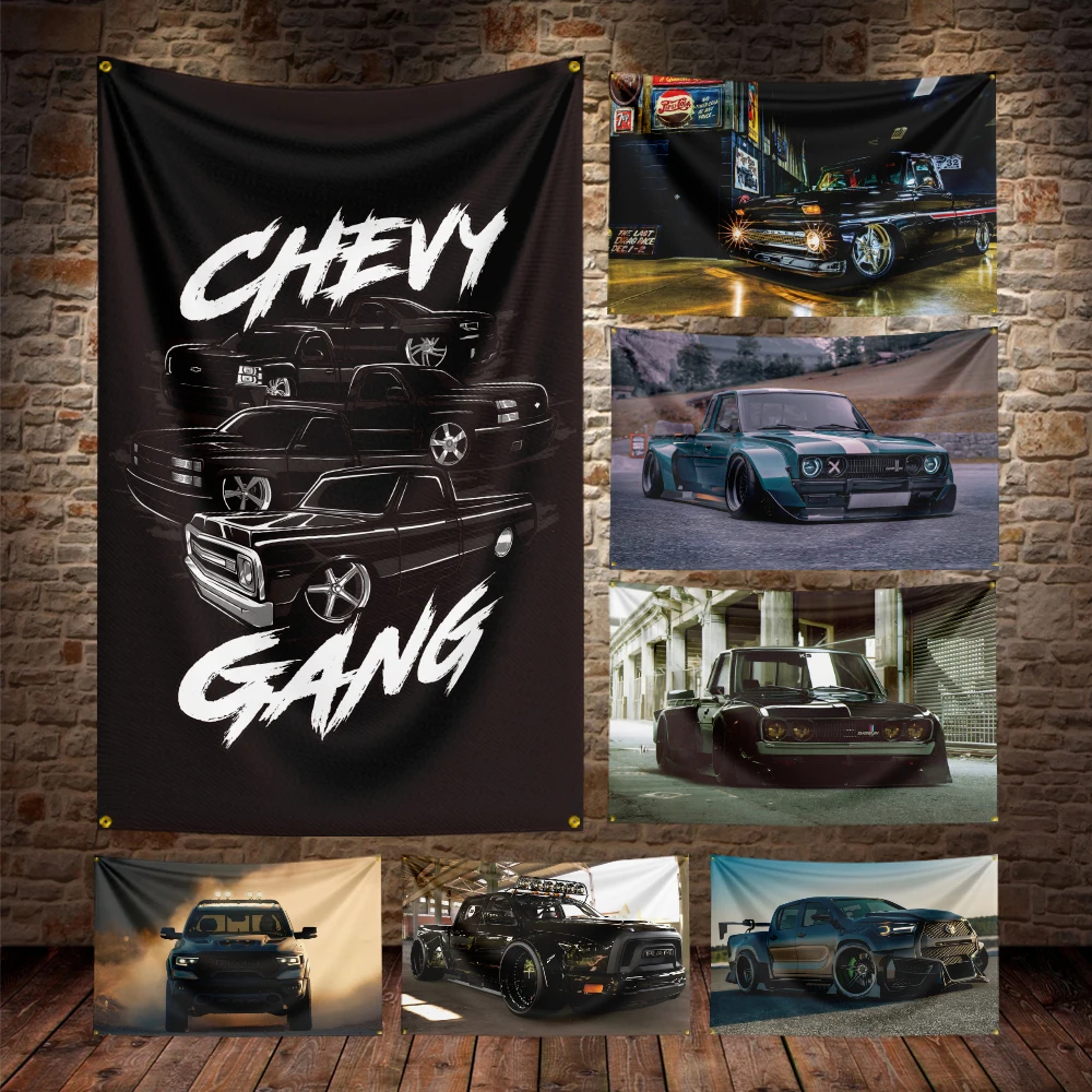 Old Truck Lile Lowriders Flag Poliestere Stampa Digitale Retro Car Banner Per La Decorazione
