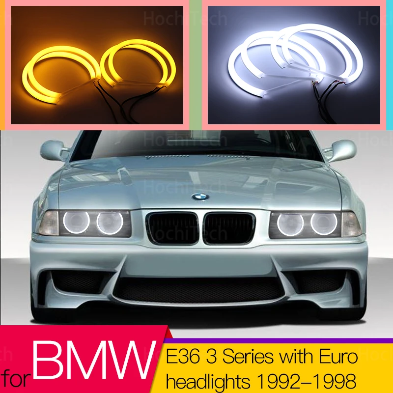 Switchback Cotton Light Led Angel Eye Halo Dual Color Per Bmw E36 Serie 3 Con Fari Euro 1992-1998