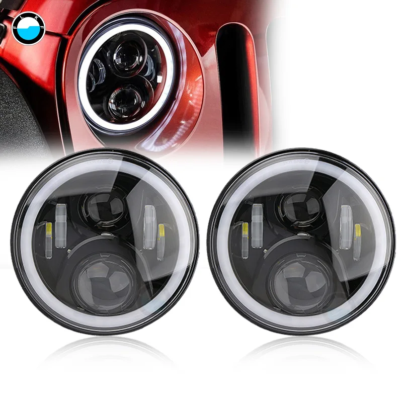 2Pcs 7 Pollici Round Led Halo Fari Per Jeep Wrangler Jk 2007-2017 7 "Fari Rotondi A Led Con H4 High Low.