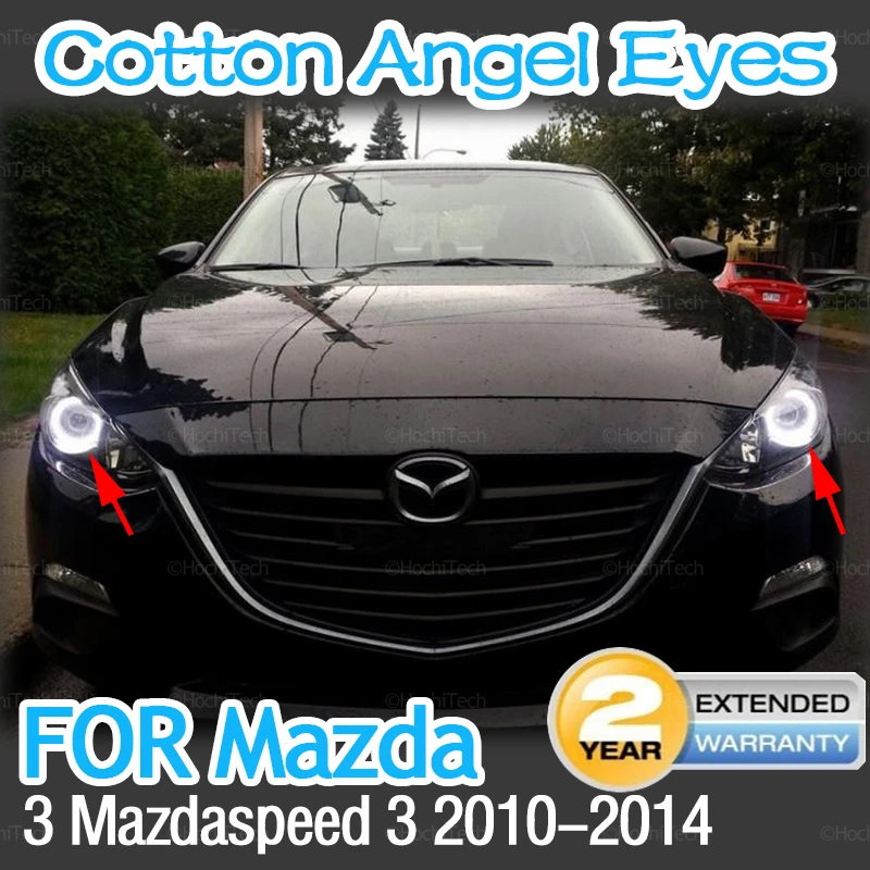 For Mazda 3 Mazdaspeed 3 2010-2017 Car Accessories Led Angel Eyes Kit Cotton White Halo Ring Demon Eye