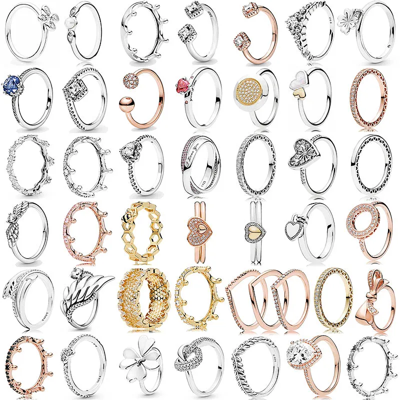 Commercio All'Ingrosso 925 Argento Europa Anello Firma Cuori Di Halo Inverno Fiaba Tiara Petite Foglie Luminose Anello Per Gioielli Da Donna