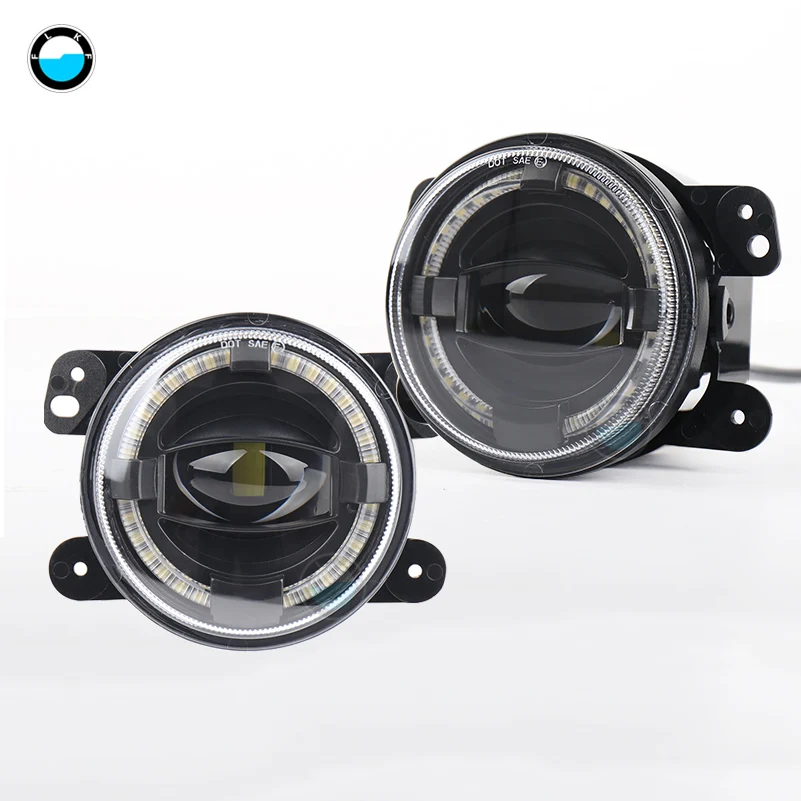 2Pcs 4 Pollici Round Led Fendinebbia 30W White Halo Ring Drl Off Road Fendinebbia Per Jeep Wrangler Jk Dodge Hummer H1