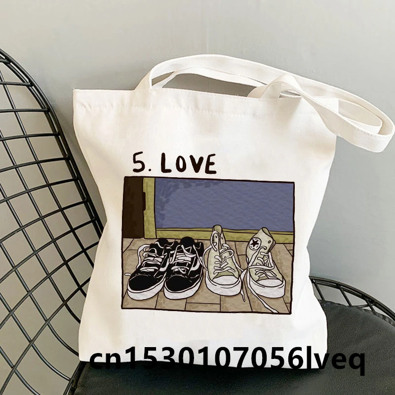 Kawaii Tv Show Heartstopper Shopping Bag Cotton Juta Bag Shopper Bag Cartoon Handbag Tote Grocery Bolsas Borsa Carina Riutilizzabile