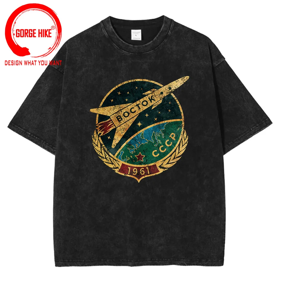 T-Shirt Vintage Cccp Unione Sovietica Mora Da Uomo Vintage In Cotone Lavato 1961 Gagarin T-Shirt Urss Russia Astronauta Propalan Tee Shirt