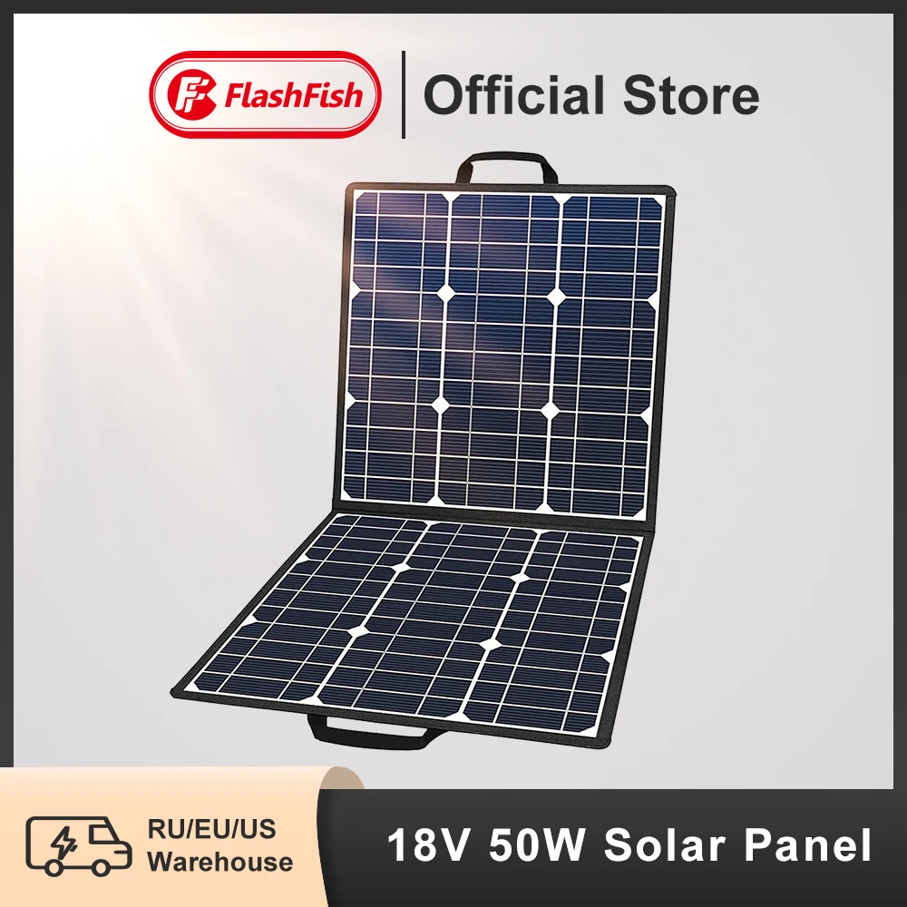 Ff Flashfish Pannello Solare Portatile 50W 18V Sunpower Caricabatterie Solare Pieghevole Celle Batteria 5V Usb Esterno Per Telefono Generatore