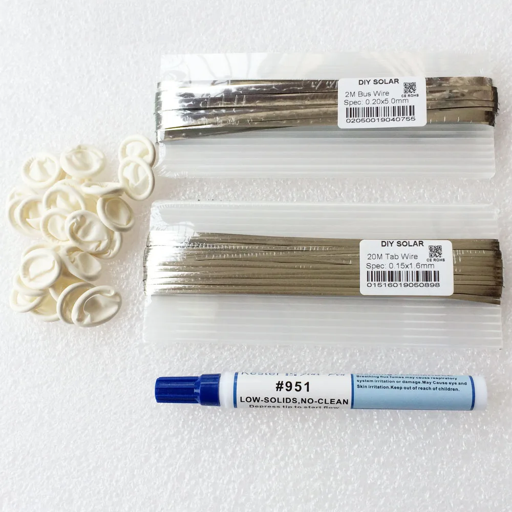 20M Tab Wire & 2M Sbarre Wire & 1Pc Flux Pen & 20Pcs Anti-Stastic Dito Culle Fai Da Te Mono Poli Sunpower Celle Solari Pannello Di Saldatura