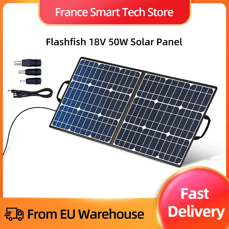 Flashfish Pannello Solare Portatile 50W /100 W18V Flashfish Sunpower Caricabatterie Solare Pieghevole Celle Batteria 5V Usb Esterno Per Generatore