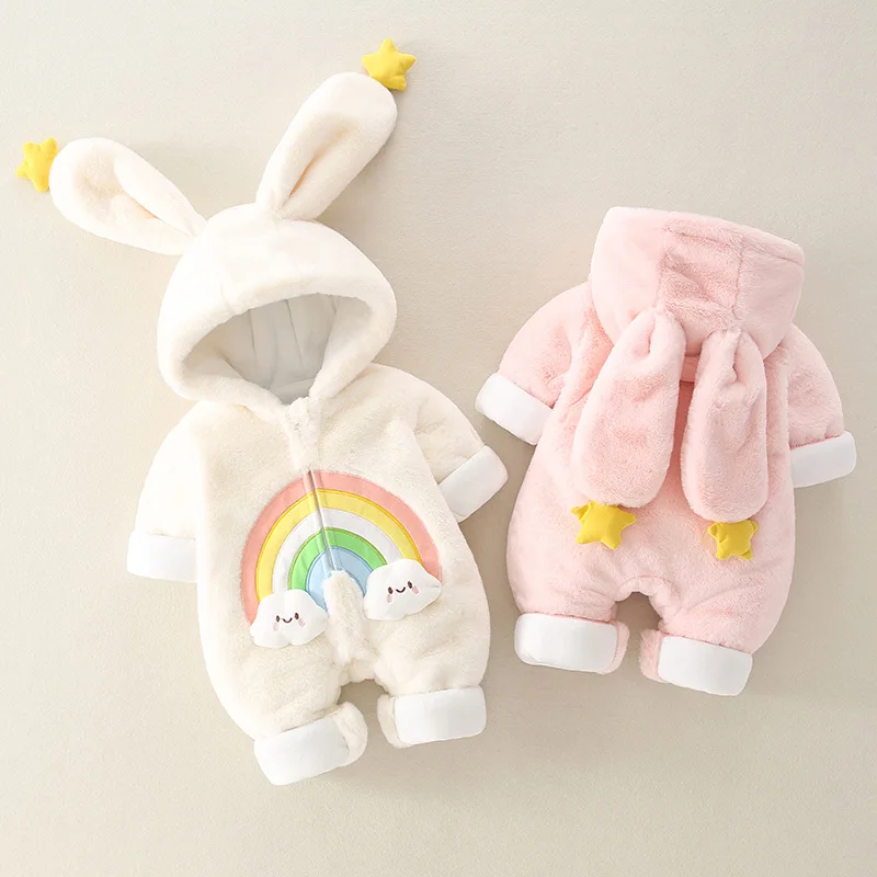 Pagliaccetto Neonato Tuta Inverno Coniglietto Orso Costumi Cartoon Roupa Vetement Beby Garcon Autunno Neonato Vestiti Ragazza Con Cappuccio
