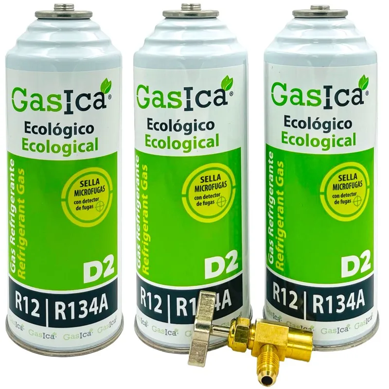 Pack 3 Bottiglie Gas Refrigerante Gas D2 - R12-R134A + Chiave Di Servizio