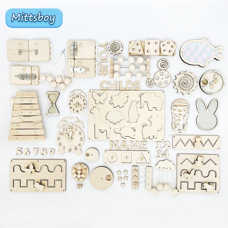 Baby Fai Da Te In Legno Montessori Busy Board Parts Busy Board Accessori Slide Alarm Clock Giocattolo Educativo Gear Per I Regali Dei Bambini