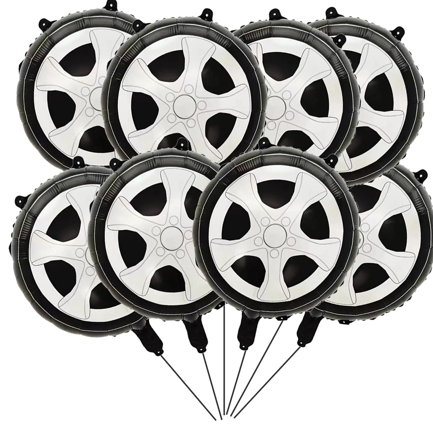 8 Pezzi Race Car Foil Balloons Wheel Tire Balloons Race Car Birthday Boys Monster Truck Party Supplies