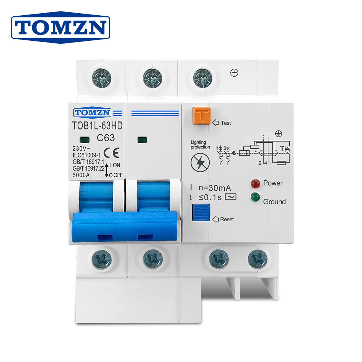 Interruttore Principale Interruttore Corrente Residua Con Protezione Da Sovratensione Rcbo Mcb Con Protezione Contro I Fulmini Spd