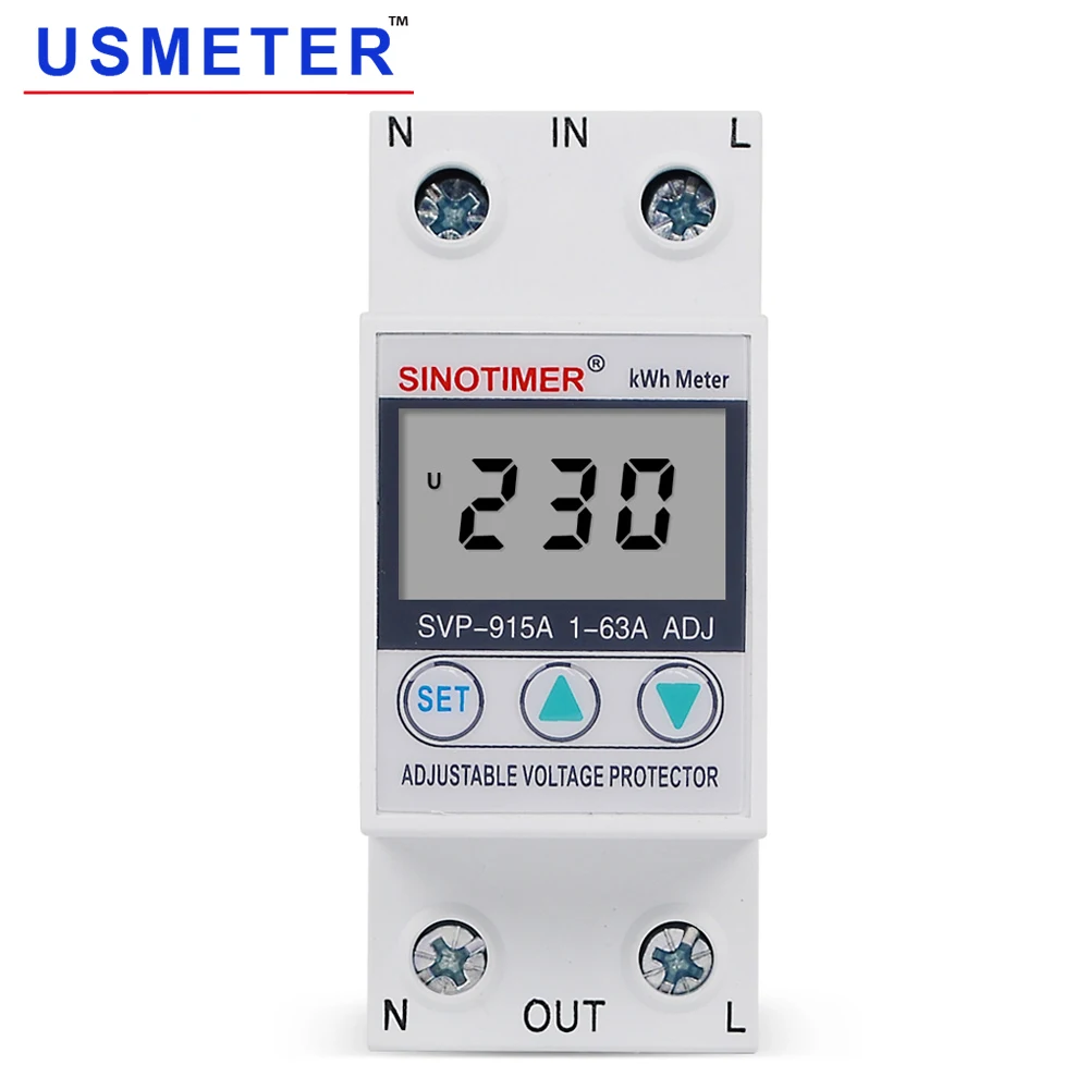 Svp-915A 63A Limite Di Corrente Multifunzione Wattmeter House Surge Protector Regolabile Automatico Da Sotto Protezione Di Tensione