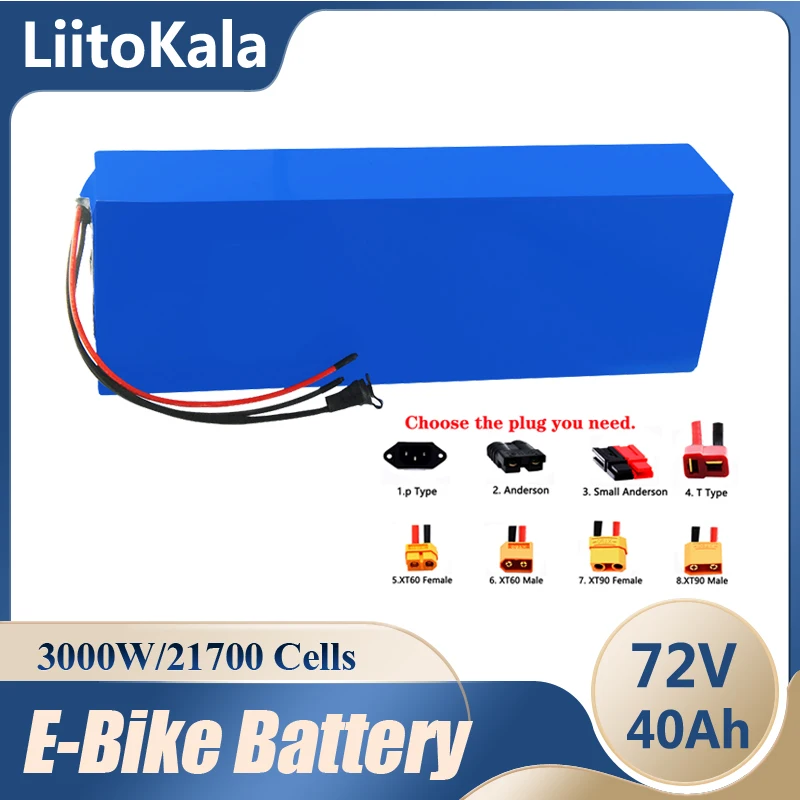 Liitokala 72V 40Ah Batteria Ebike 21700 72V Scooter Inverter Go Cart Batteria Moto Per Motore 84V 2000W 3000W 4000W