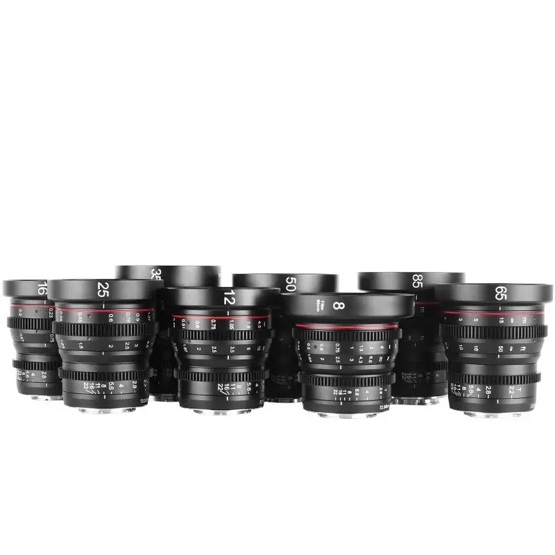 Meike T2.2 M43 Cine Lens Kit ( 8Mm 10Mm 12Mm 16Mm 25Mm 35Mm 50Mm 65Mm 85Mm) Per Mft M43 Mount Olympus Panasonic Free Lens Case