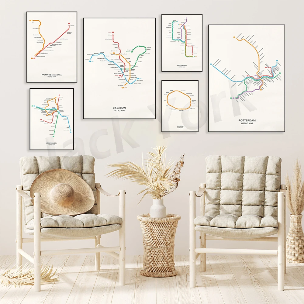 Stampa Della Mappa Della Metropolitana Di Rotterdam, Amsterdam, Lisboa, Palma De Majorde, Londra | Mappa Della Metropolitana-Mappa Della Metropolitana