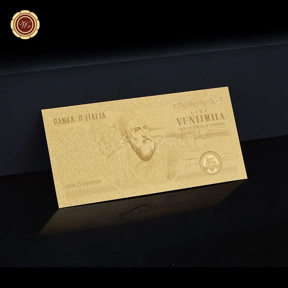 Italia Antico Nota Banca 20000 Lire Lamina D'Oro Delle Banconote Intagliare Craft Per La Decorazione