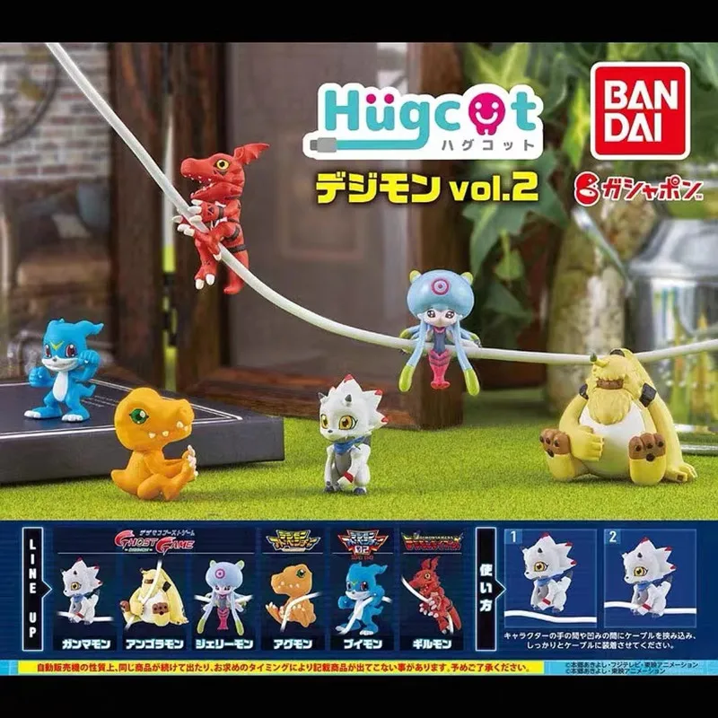 Bandai Genuine Gashapon Digital Monster V-Mon Agumon Hug Data Cable Series 02 Anime Action Figure Raccogliere Giocattoli Modello