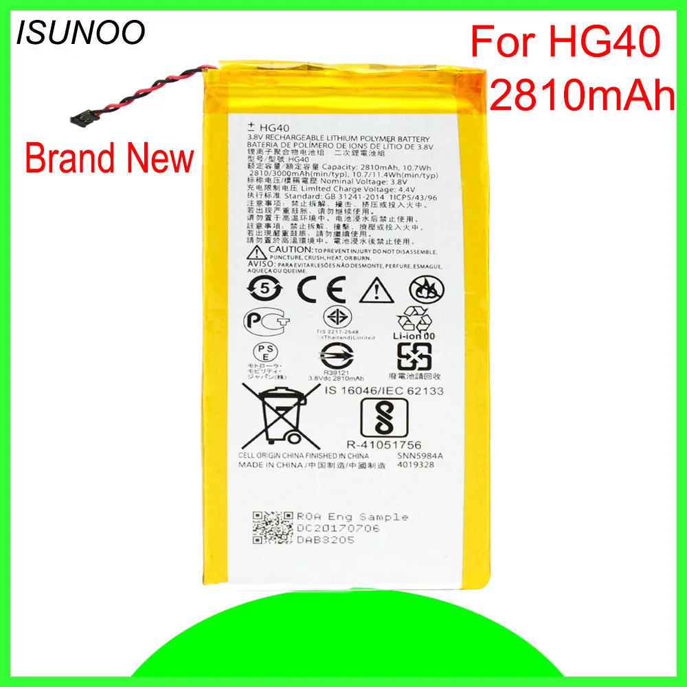 Isunoo 2810 Mah Hg40 Batteria Per Motorola Moto G5 Più Smartphone Batteria