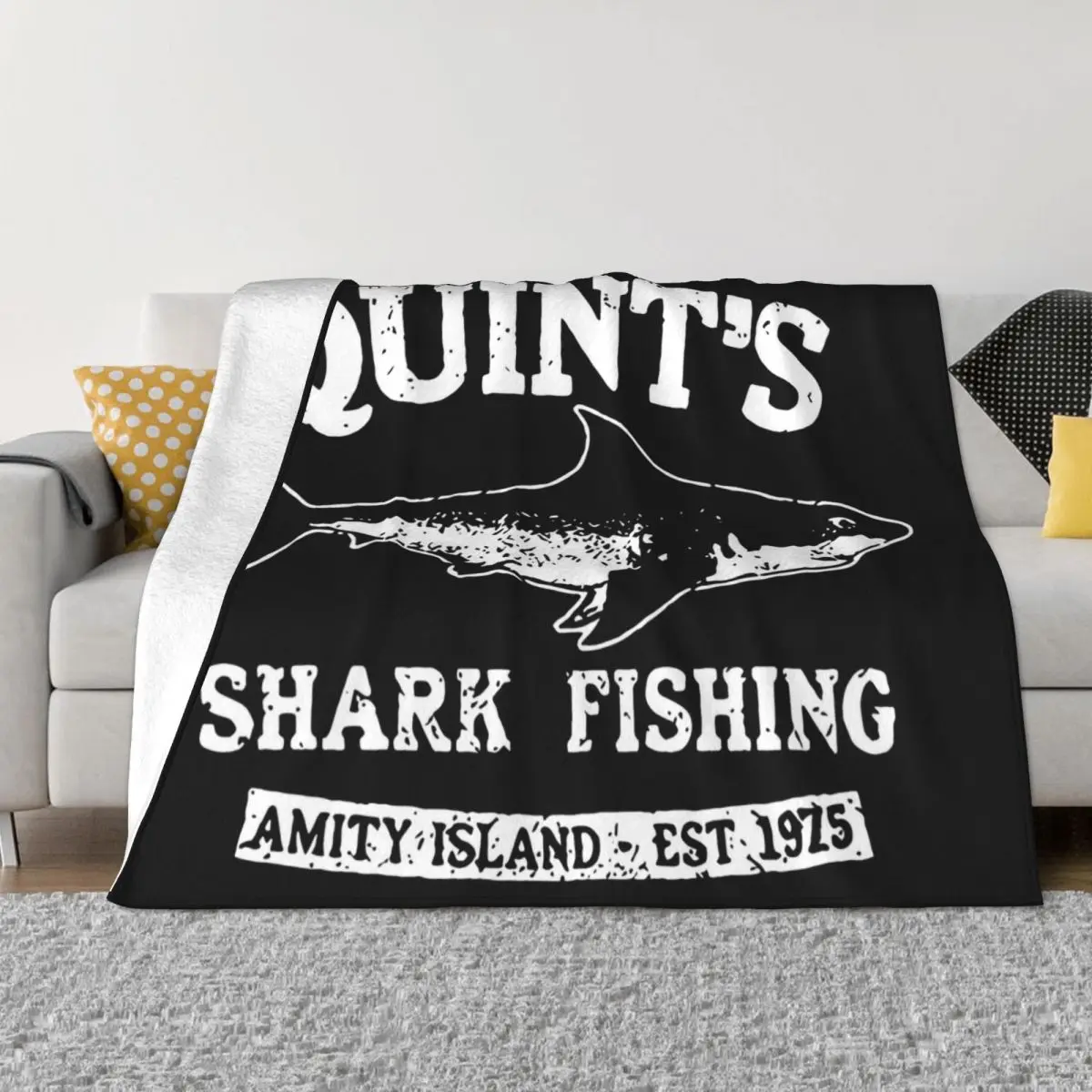 Quintuplet Shark Fishing Great White Shark Friendly Island Copriletto Letto Retro Anime Bed Decoration Divano Coperta Resistente Allo Sporco