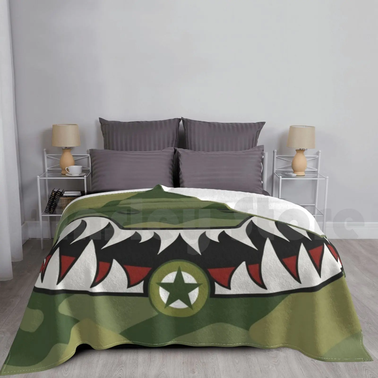 Coperta Da Combattimento Di Squalo Per Divano Letto Da Viaggio Denti Di Squalo Da Combattimento Aereo Pilota Militare A10 Warthog A10 Thunderbolt