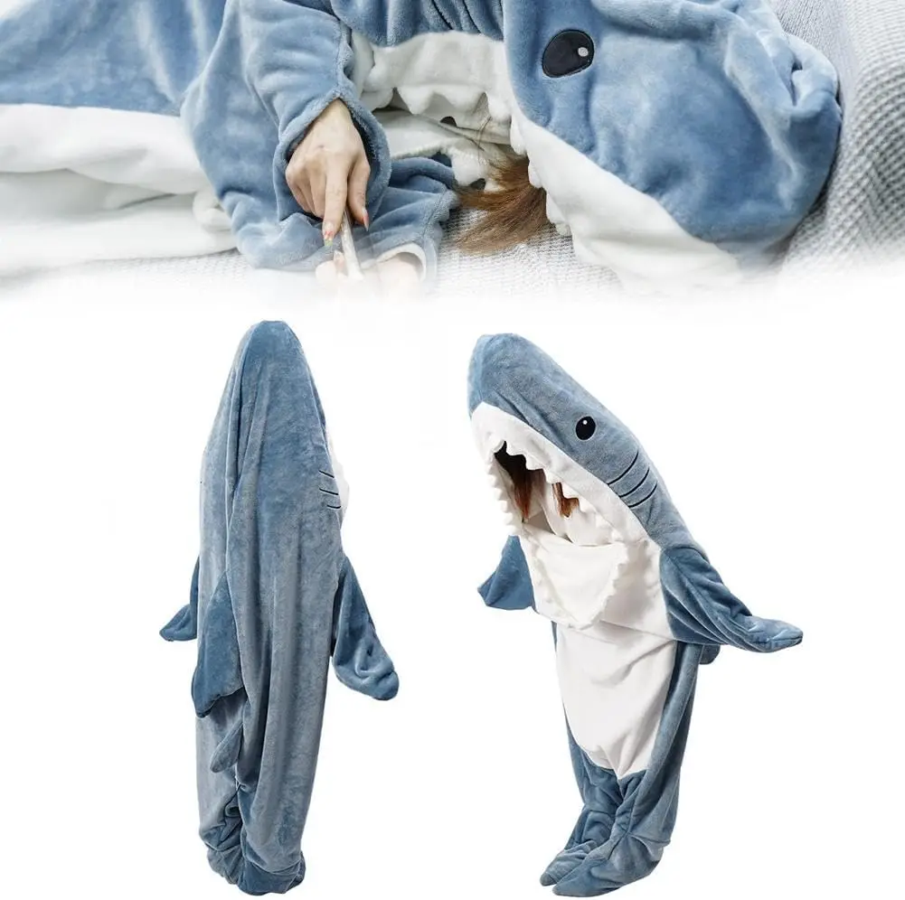 Shark Coperta Felpa Con Cappuccio Aggiornamento Indossabile Cobija De Tiburon Tutina Sacco A Pelo Per Bambini Adulti Baby Super Soft Cozy Flanella Tut