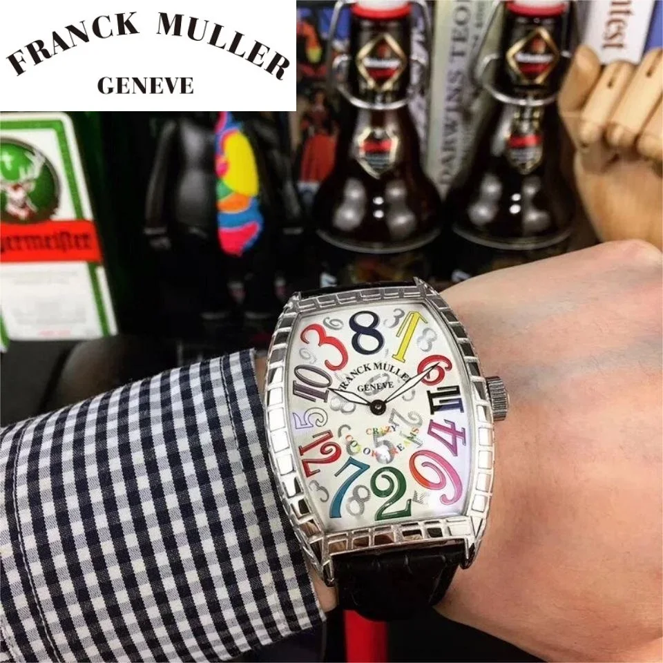 Franck Muller Men Watch Orologio Meccanico Automatico Con Quadrante Grande Tonneau Luxury Alligator Orologio Da Uomo Impermeabile Personalizzato
