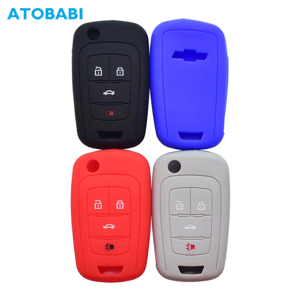 Custodie Per Chiavi In Silicone Per Auto 4 Pulsanti Flip Telecomando Protector Cover Skin Per Chevrolet Cruze Malibu Camaro Impala Equinox Sonic