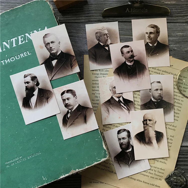 10Pcs Junk Journal Vintage Portrait British Gentleman Photo Thick Card Tn Diy Scrapbooking Collage Gift Decoration Material