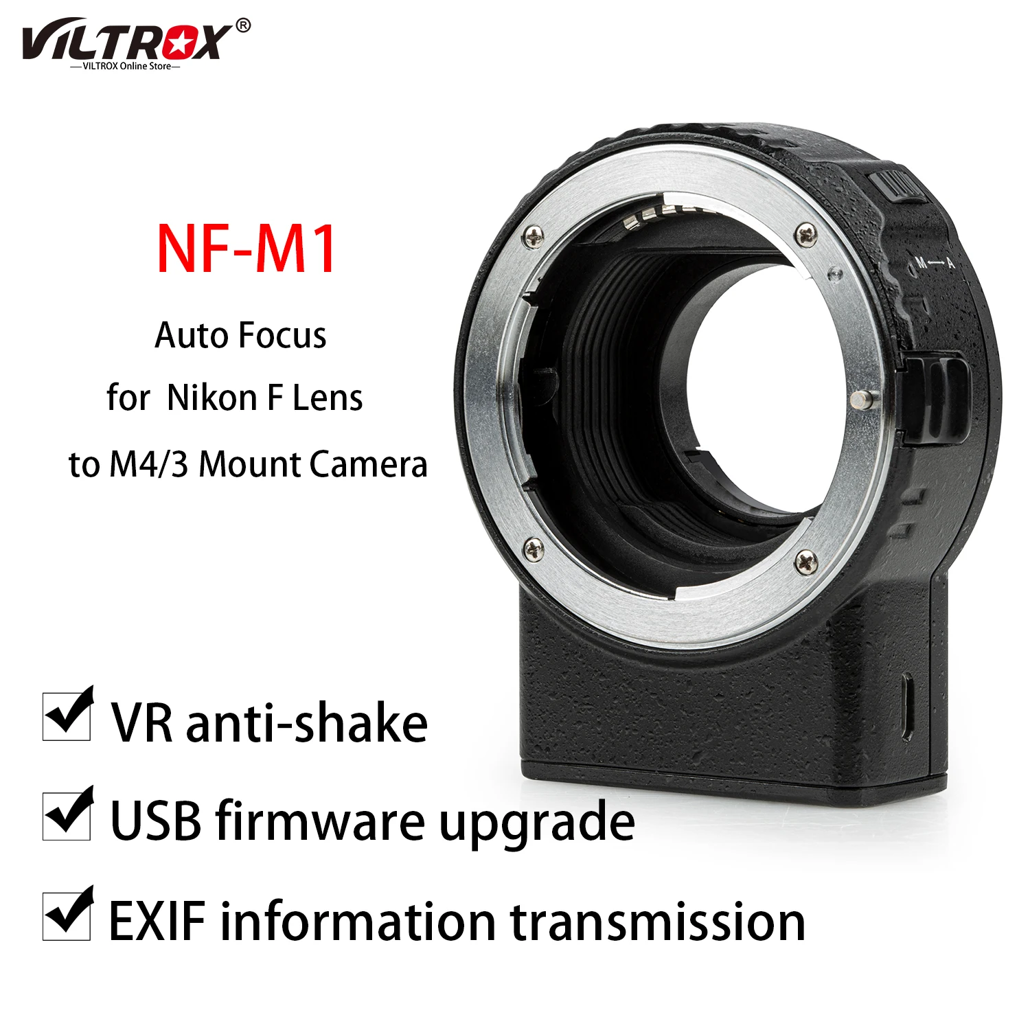 Viltrox Nf-M1 F Lens Auto Focus Lens Adapter Ring Per Obiettivo Nikon F A M4/3 Mount Panasonic Olympus Camera Gh4 Gh5 E-M10 Iii E-M5