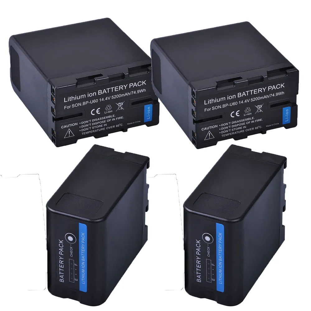 Batteria Ricaricabile Agli Ioni Di Litio 4Pc 5200Mah Bp U60 Bp-U60 Bpu60 Per Sony Xdcam Ex Pmw100 Pmw150 Pmw160 Pmw200
