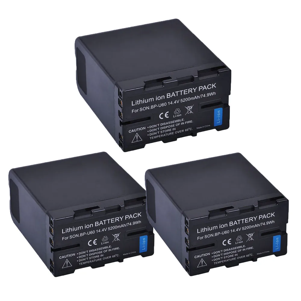 Durapro 3Pc 5200Mah Bp-U60 Bp U60 Bpu60 Batteria Ricaricabile Agli Ioni Di Litio Per Sony Xdcam Ex Pmw100 Pmw150 Pmw160 Pmw200