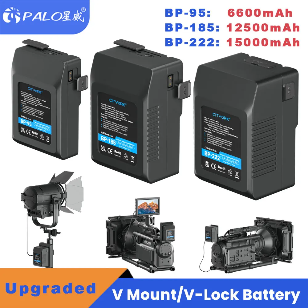 Batteria Con Montaggio A V Bp-95 Bp-185 Bp-222 Per Sony Hdcam,Xdcam, Fotocamere Cinematografiche Digitali, Luce A Led, Dslr Bmpcc 4K,Monitor, Altre Vi