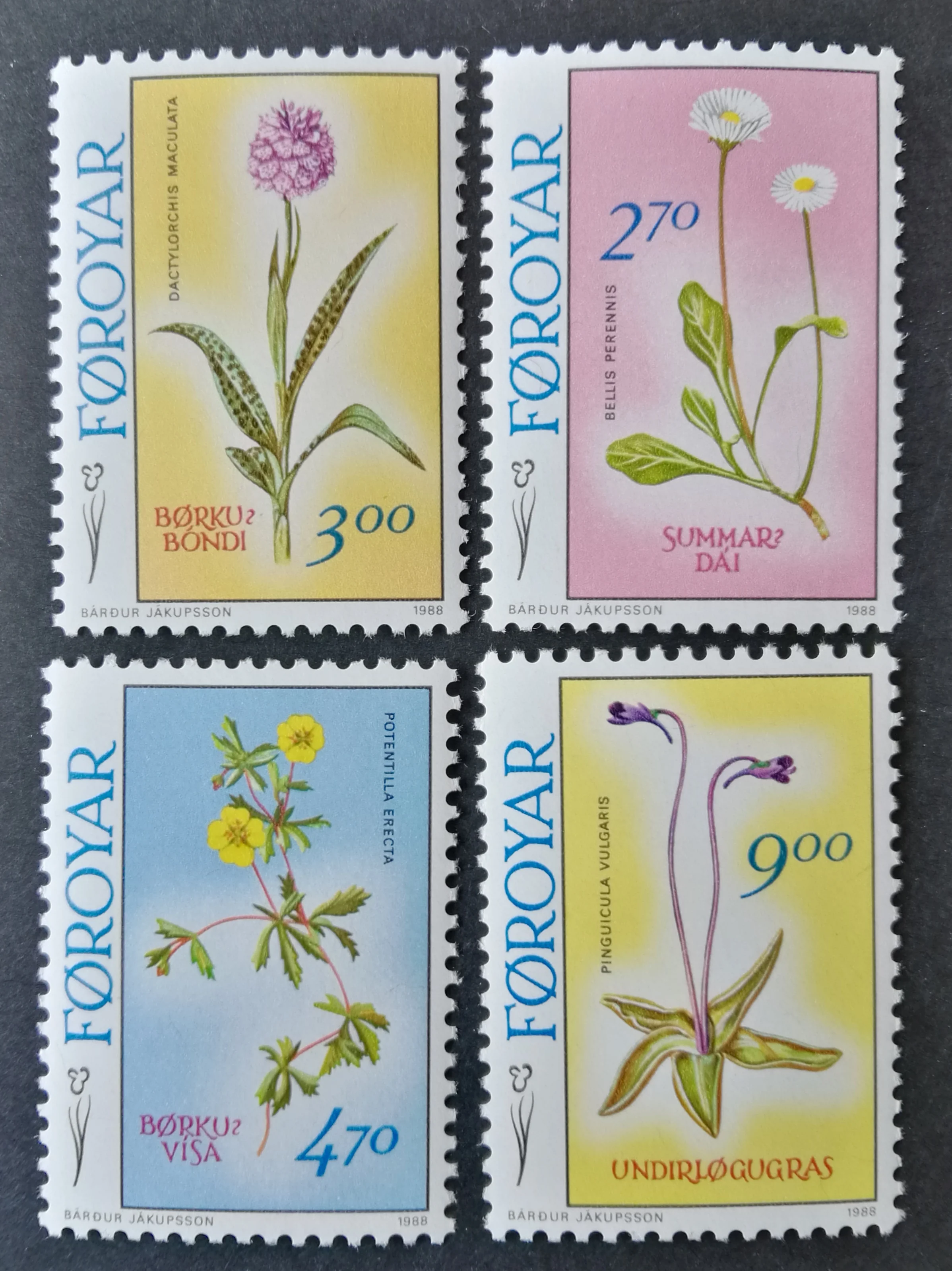 4Pcs/Set New Faroe Islands Post Stamp 1988 Plants Flowers Postage Stamps Mnh