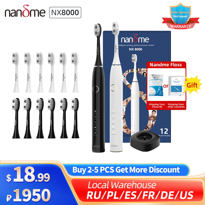 【Code：Nx8000919】Nandme Nx8000 Smart Sonic Spazzolino Elettrico Ipx7 Impermeabile Micro Vibrazione Sbiancante Per La Pulizia Profonda Senza Danneggiare