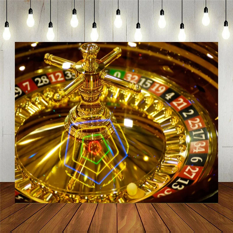Foto A Tema Delle Decorazioni Del Partito Del Fondo Dorato Di Filatura Di Filatura Brillante Di Fotografia Del Casinò Di Las Vegas