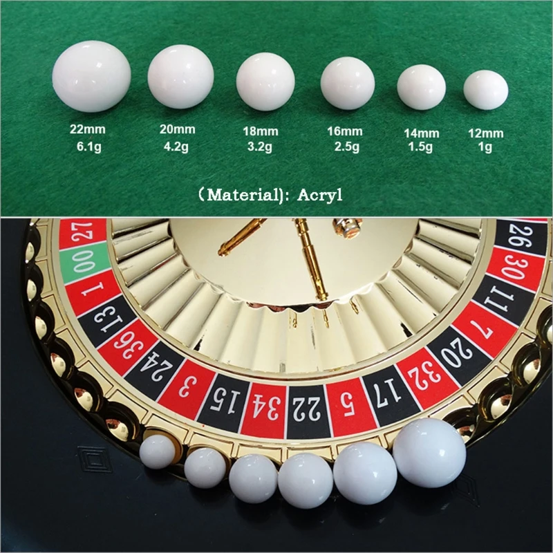 5Pcs Russian Roulette Ball Casino Roulette Game Sostituzione Ball Acrilico White Ball 12/14/16/18/20/22Mm