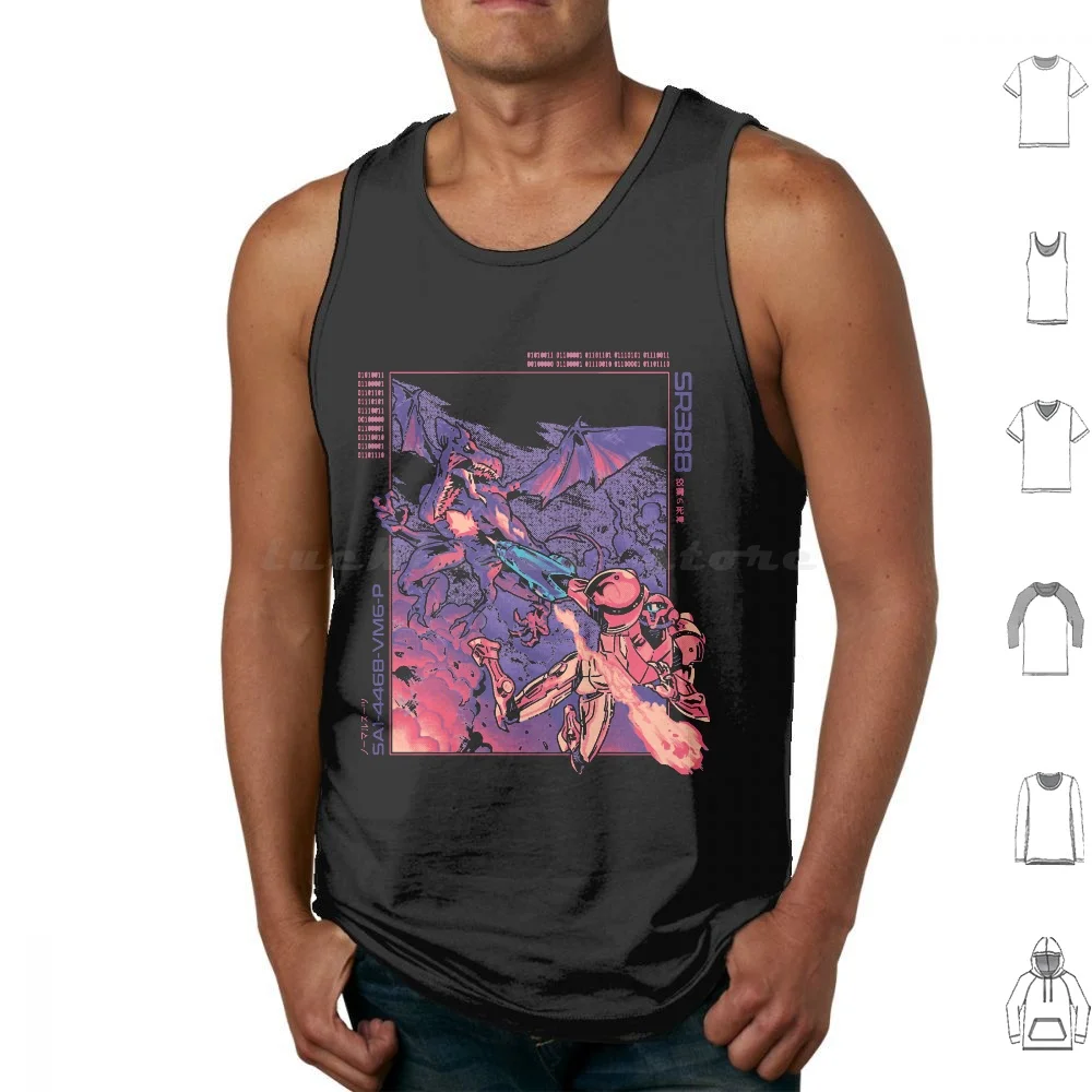Burning Aran Canotte Gilet Senza Maniche Metroid Comics Retro Ridley Samus Samus Aran Super Metroid Videogiochi