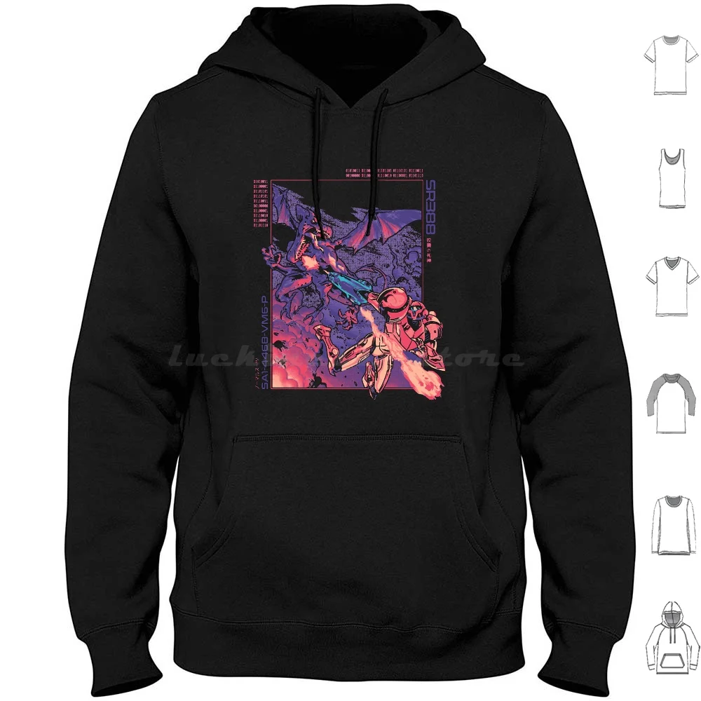 Burning Aran Felpe Manica Lunga Metroid Comics Retro Ridley Samus Samus Aran Super Metroid Videogiochi
