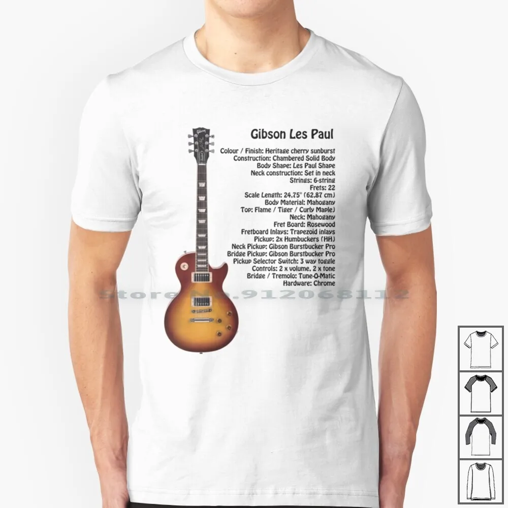 Maglietta Specifica Per Chitarra 100% Cotone Chitarra Musicale Paul Les Sound Rhythm Blues