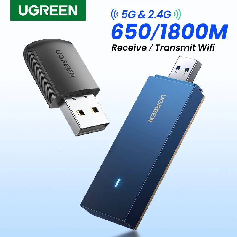 Adattatore Wifi Ugreen Ac650 Ax1800 Wifi6/5 5G E 2.4G Dongle Per Scheda Wifi Usb Per Laptop Desktop Antenna Wifi Scheda Di Rete Ethernet Usb